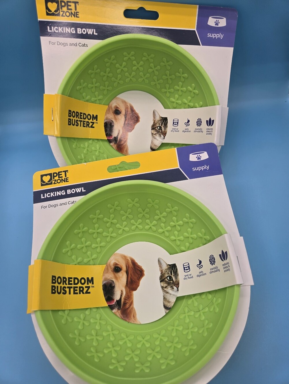 Boredom Buster Lime Green Calming Licking Bowl- 2 Pack